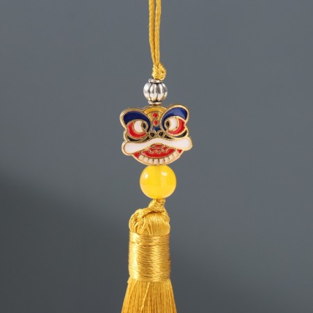 Textile suspension, metal "Chinese lion" gold 1x1.2x10 cm-1