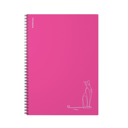 A4 notebook 80 sheets, a cage on a spiral, erichkrause, "silhouette" plastic cover pink-1