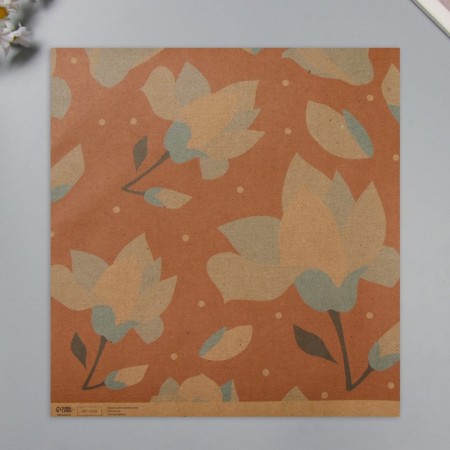 Scrapbooking paper bilateral craft "Flowers" density 180 grams set 5 pcs 30.5x32 cm-4