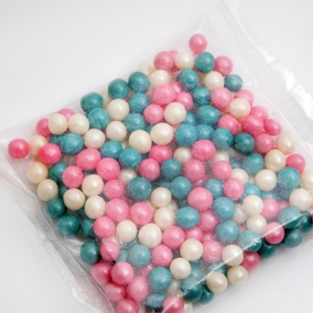 Soft confectionery sprinkling "pearls": turquoise, pink, silver, 50 g-2