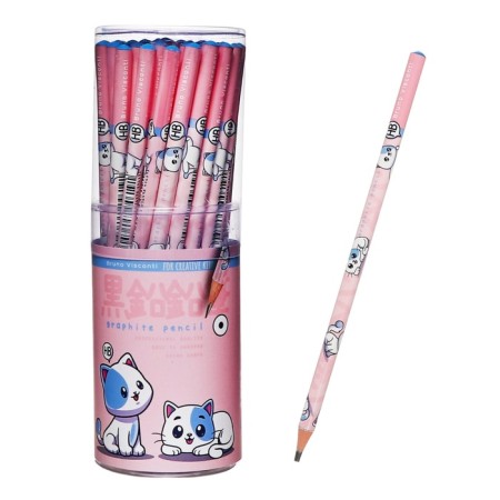 Pencil b/g design BrunovisConti Kawaii Animals. Cat, circle, hb, 3mm