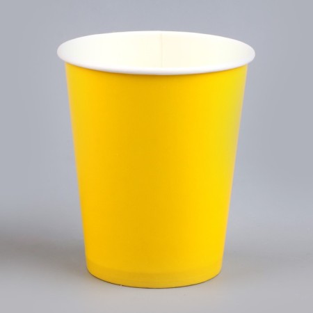 A single -single glass of a plain paper, yellow color, volume of 250 ml, set 10 pieces-3