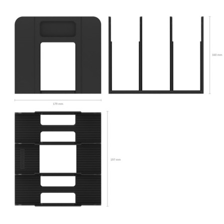 Vertical paper tray, 3 compartments, Erichkrause Techno Classic, black-1