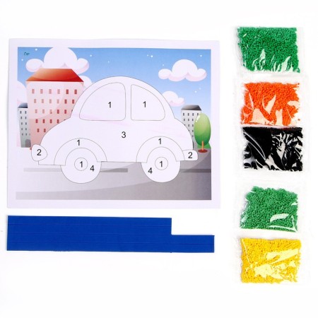 Set for creativity: EVA applique with crumbs and coloring - Stickers "Transport"-2