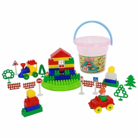 Designer "Builder", 68 elements, in a bucket of maxi with a lid-2