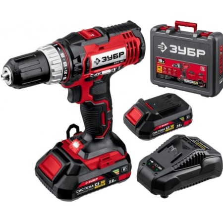 Drill-shurubover bison, battery, 2x2 ah, BZ cartridge, 2-13 mm, 0–400 / 0–1400 rpm-3