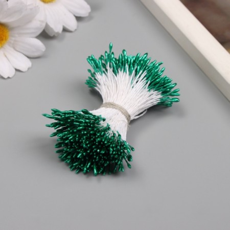 Stamens for artificial flowers gloss "risinki" dark green set 360 pcs length 6 cm-1