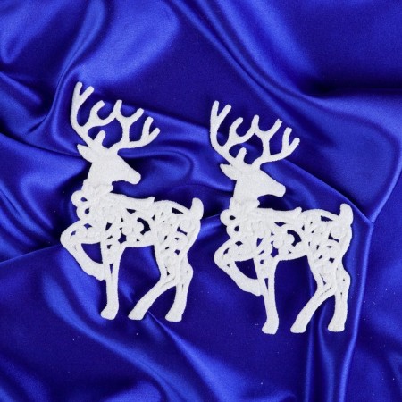 Jewelry decoration "Graceful deer" (set 2 pcs) 9x12 cm, white