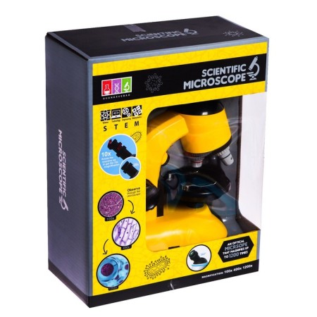 Children's microscope "Young scientist" Frendering x100, x400, x1200, backlight, yellow color-9