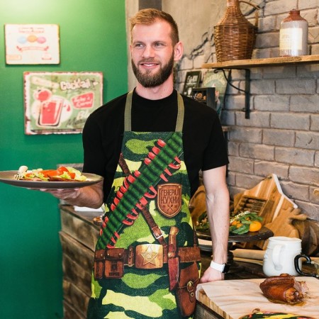 Kitchen kit “General of the kitchen”, an apron 60x70 cm, a tack 20x20 cm, a towel 35x60 cm-13