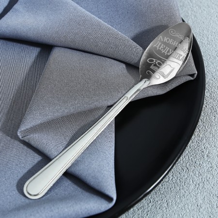 A teaspoon spoon with an engraving “Favorite Grandfather”, on a gift card, 3 x 14 cm.-2
