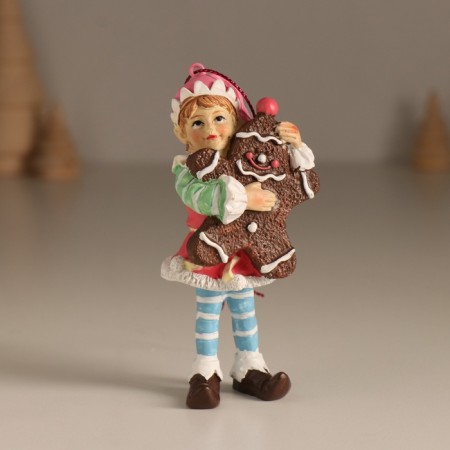 Souvenir Polystone Suspension "New Year's elf with gingerbread liver" 6x4x10.5 cm