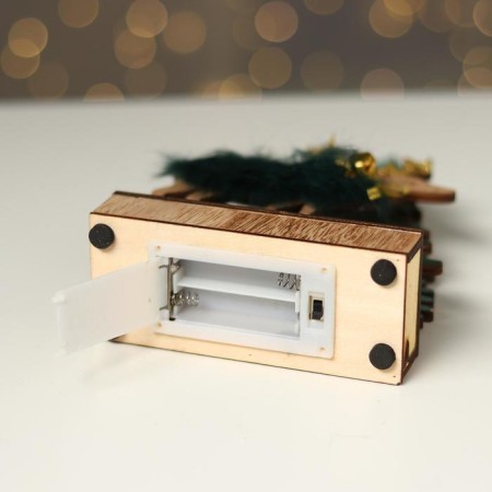 New Year's decor with backlight "Christmas trees and a deer with a bell" 6 × 4 × 19.5 cm, green-4