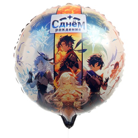 Folgy balloon 18 “Anime. Happy Birthday”, circle, set of 50 pcs.-1
