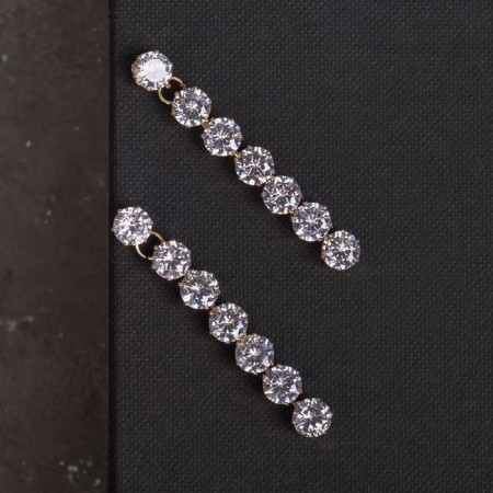 Earrings with Hollywood rhinestones, white color in gold-1