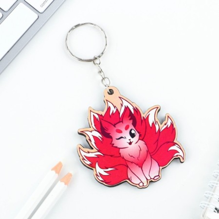 Key keychain wooden anime "Fox" 5.6 x 6 cm-2