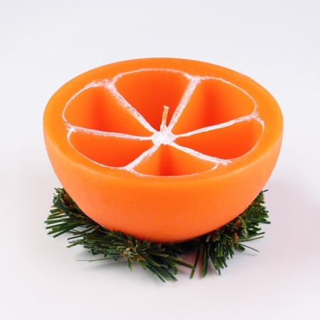 Decorative candle "New Year's orange half", 10x10x6.2 cm-2