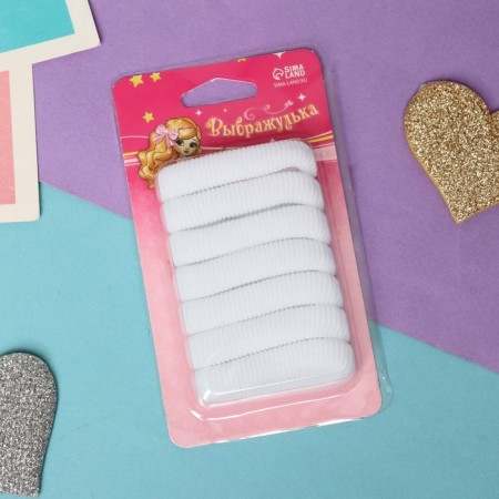 Hair elastic band "Mahrushka" (set 7 pcs) white