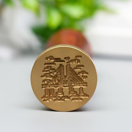 Printing for wax with a wooden handle "Night Bridge" 9x3x3 cm-1