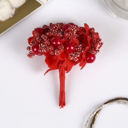 Decor for creativity "Flowers with bead" 10 cm (1 set = 1 bouquet) in the bouquet 12 colors-2