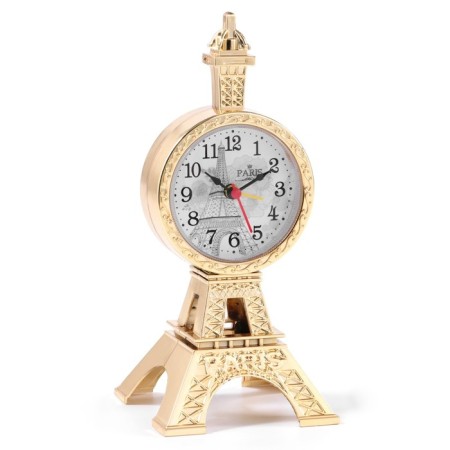 Clock - desktop an alarm clock "Eiffel Tower", discrete move, d -6.5 cm, 19 x 8.5 cm, aa-4