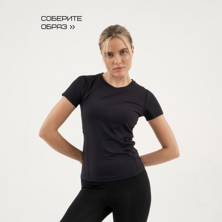 Women's T -shirt with inserts, basic, size S (44), black color-9