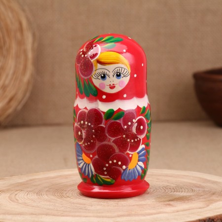 Nesting doll "Anastasia", burgundy dress, 5 doll, 16 cm-1