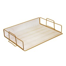 Horizontal tray for papers, calligrata, mesh, metal, gold