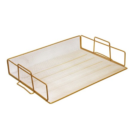 Horizontal tray for papers, calligrata, mesh, metal, gold