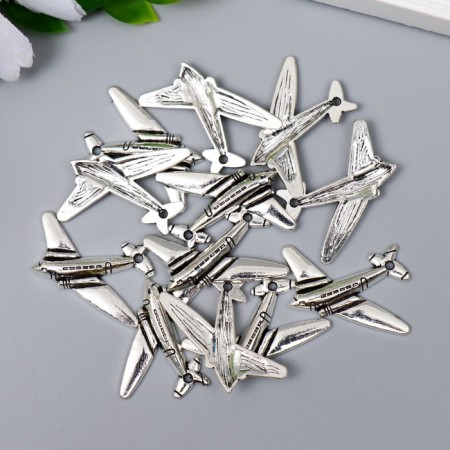 Decor for creativity Metal "Passenger aircraft" silver G172B516 3.1x2.5 cm-2