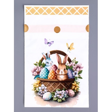 Polyethylene gift package "Hare with flowers", with ties, 15*23cm-3