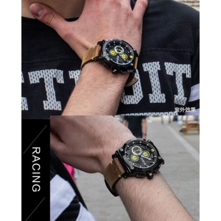Men's watches, D-4.7 cm, with chronograph, 3 atm, luminous, brown-1