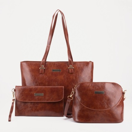 Set of bags on lightning, brown color