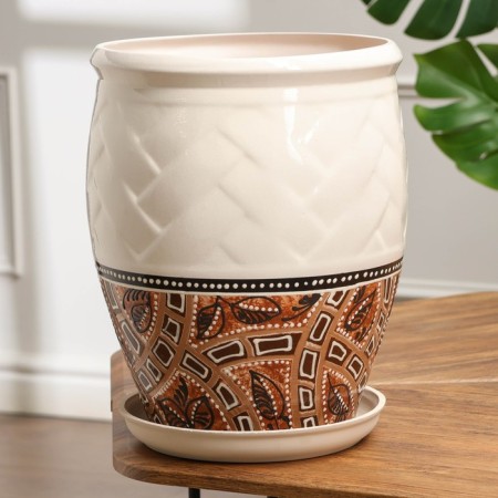 Flower pot "Ficus 2" Mosaic white mix 12l-6