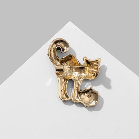 Brooch "Cat" Taled with pumpkin, colored in gold-2