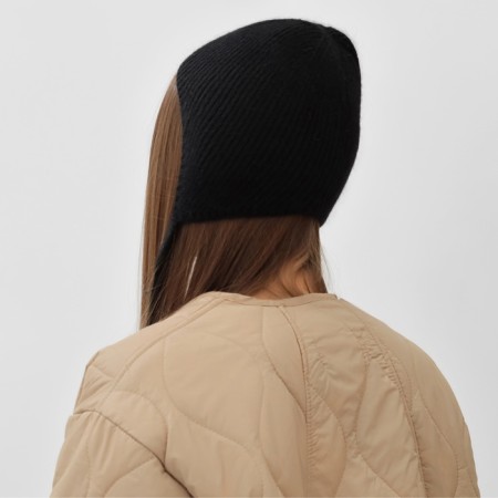 Women's cap with rabbit hair, pr 56 cm, black-3
