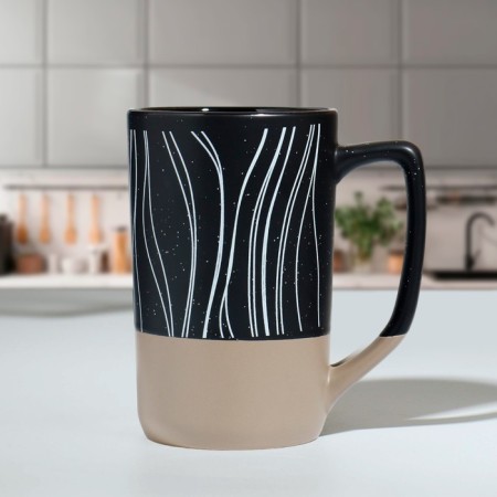 Ceramic "abstraction" mug, 500 ml, black color-2