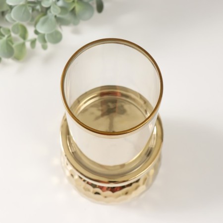 Ceramics candlestick, glass for 1 candle "Lodzhuar" d = 8 cm gold 10.5x10.5x26 cm-2