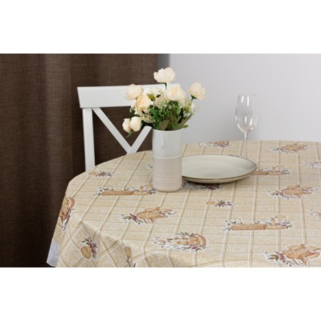MEIWA tablecloth, round, 152 cm, beige color