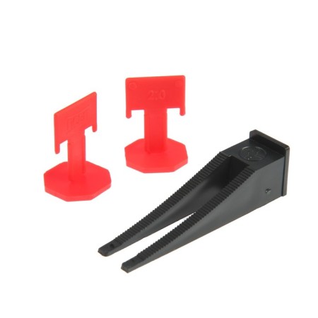 LOM tile alignment system, 1 l, clamp 2 mm + wedge (50 pcs./50 pcs.), Bucket