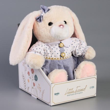Soft toy "Little Friend", bunny in a lilac dress-6
