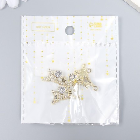 Decor for creativity metal, rhinestones "Eiffel Tower with a star" Gold 2.3x1.3 cm-3