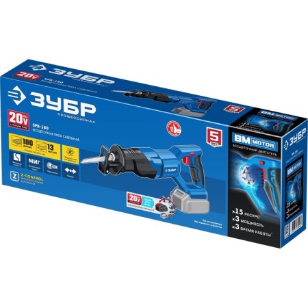 Drunk saber battery. Zubble SPB-180, 20 V, 2600 move/min, cut 180 mm, in a box, without a-13