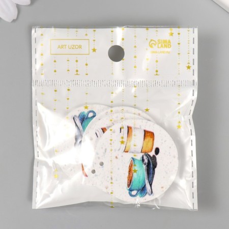 Decor for creativity wood "Circle. Coffee break" d = 4 cm-2