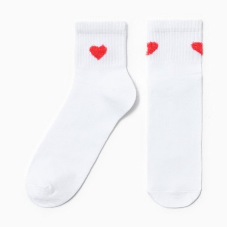 Children's socks "heart" minku, white color, 20-22 cm