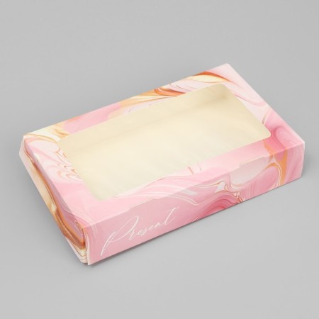 Confectionery packaging, boxing box "Pink marble", 20 x 12 x 4 cm