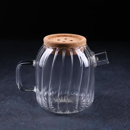 Glass jug with a cork lid "Eco", 600 ml, 17 × 11 × 13.5 cm-1