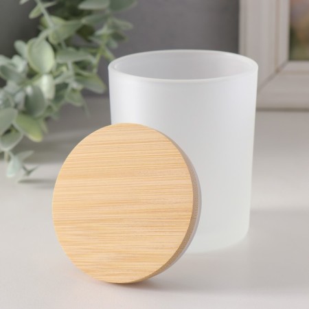 Bank for suppositories glass with a white semi -duma lid 220 ml 7x7x8.4 cm-1