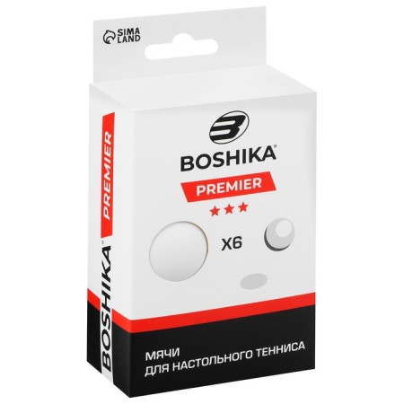 Boshika Premier 3 *** table tennis ball, set 6 pcs., ABS, white color
