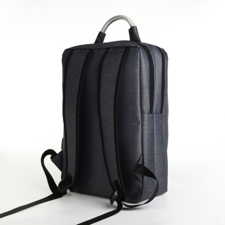 City backpack on a zipper, 2 pockets, with USB, gray color-3